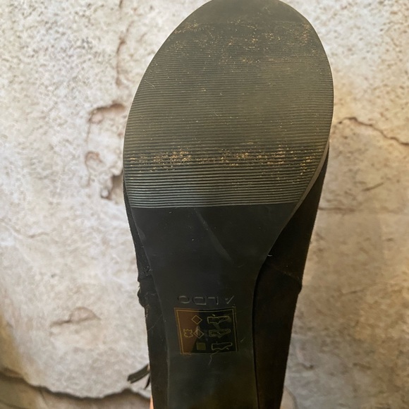 Aldo Black Suede Platform High Heeled Booties - Picture 5 of 6